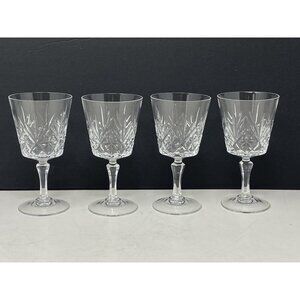 4 Cristal D'Arques Durand Chantilly Taille Beaugency Claret Crystal Wine Glasses